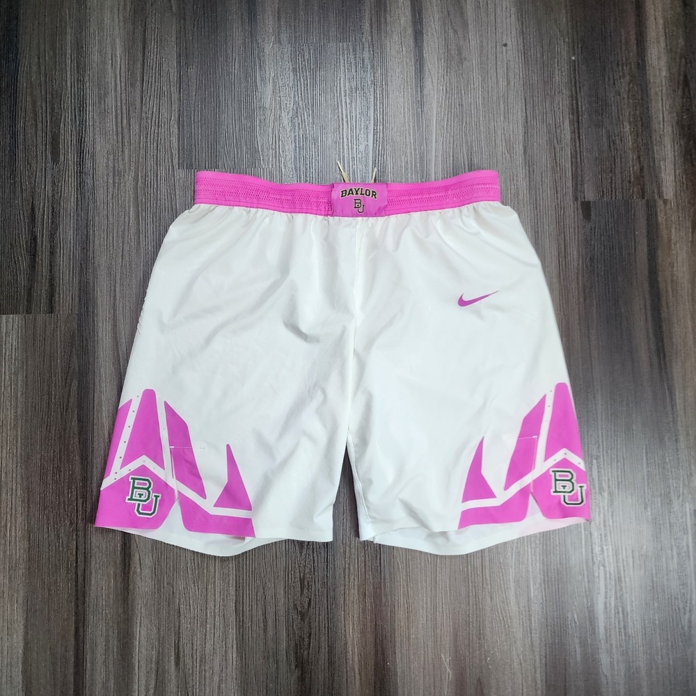 Nike Baylor Bears Basketball Shorts White Green Team Issued Size42 Large 2016-17